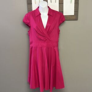 Betsey Johnson Pink Capped Sleeve Cosmopolitan Fit & Flare Dress- 14 NEW